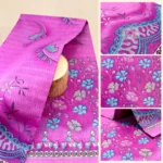 Chic Floral Pattern Saree in Vibrant Violet - Image 3