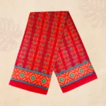 Classic Red Jamdani Pattern Printed Saree - Image 4