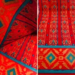 Classic Red Jamdani Pattern Printed Saree - Image 5