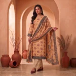 Sober Peach Floral Printed Kumari Luxury Three Piece