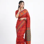 Classic Red Jamdani Pattern Printed Saree