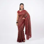 Classic Reddish Floral Design Print Saree