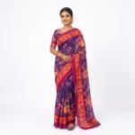 Classic Violet Floral Print Saree