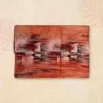 Fire Orange Lotus Artwork Digital Lawn Moslin Three Piece - Image 2