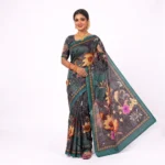 Graceful Sea Green Floral Print Saree