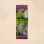Lush Lime Green Floral Print Saree with Katan Edge - Image 3