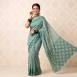 Radiant Lime Green Ivy Print Saree