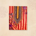 Radiant Orange Base Wild Flower Print Rajpori Three Piece