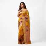 Radiant Yellow Floral Saree with Katan Paar
