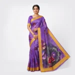 Regal Violet Floral Saree with Katan Paar