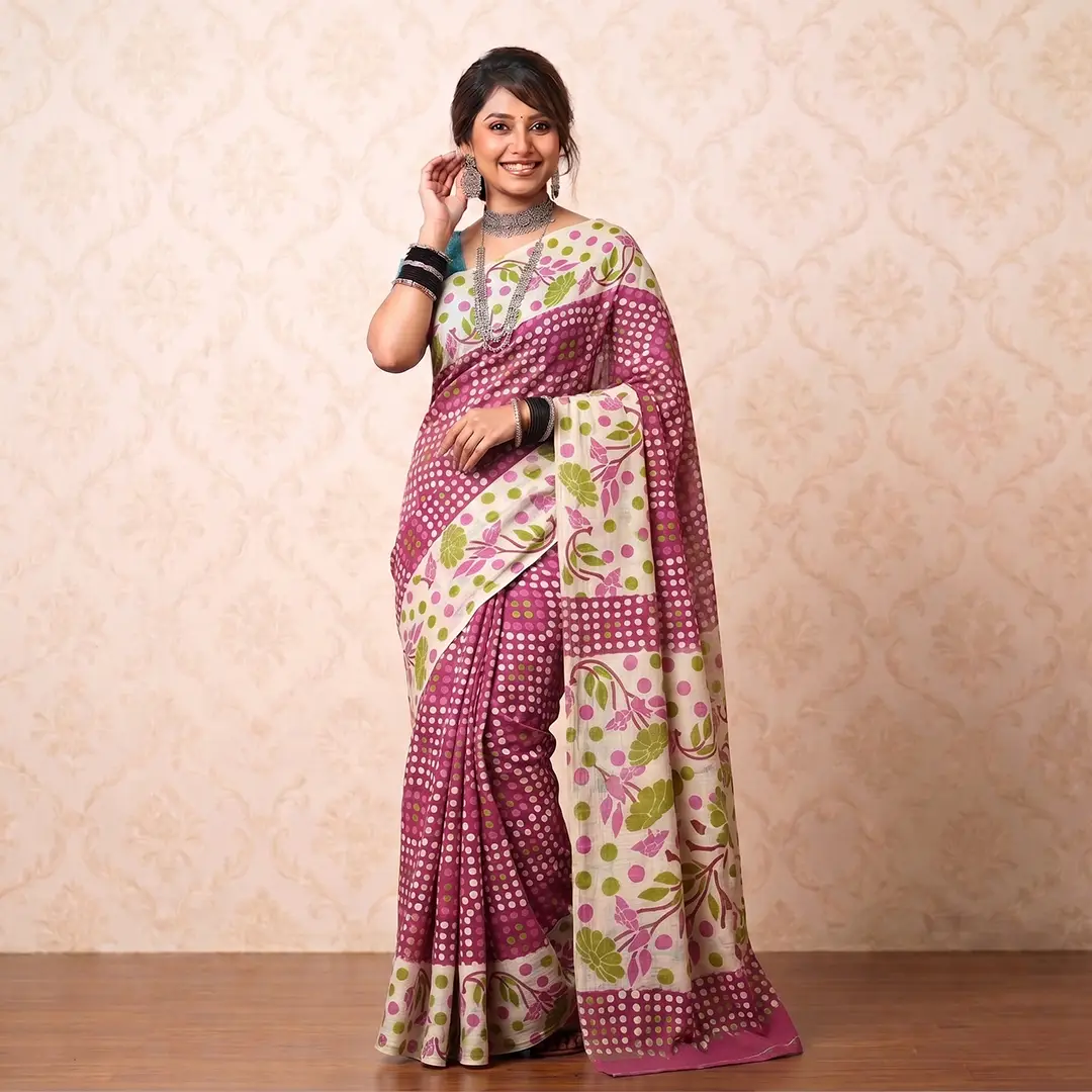 Soft Pink Ball Print Saree Soft Pink Ball Print Saree - Image 1