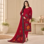 Vibrant Magenta Base Floral Rajpori Three Piece